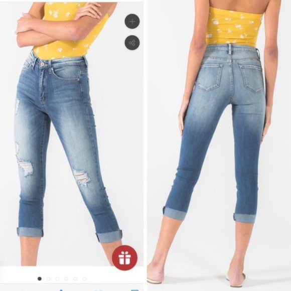 KanCan Distressed Cropped Jeans Size 3/25 - Picture 1 of 11